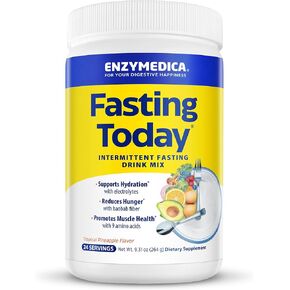 Enzymedica, Fasting Today, Intermittent Fasting Drink Mix with Electrolyte Powder Supplement for Hydration, Appetite and Muscle Health, Keto Friendly, Tropical Pineapple Flavor, 24 Servings