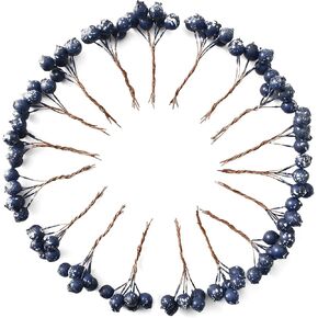 Fake Blueberry Artificial Fruits Plastic Foam Christmas Fake Silk Flowers Home Decorative Party Wedding (Blue) - 20 PCS
