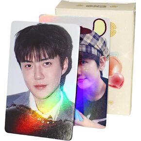 PYAJUU EXO Photocards K-POP EXO Laser Photocards 50PCS EXO Album Lomo Cards EXO 2024 Lomo Cards EXO Merch EXO Holo Effect Cards
