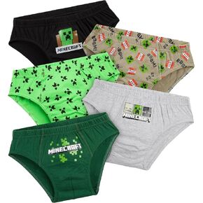 Minecraft Boys Briefs, Pack of 5 Cotton Underwear - Gifts for Boys
