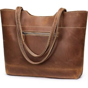 ZONE Vintage Genuine Leather Tote Bag for Women Large Handbag Shoulder Purse
