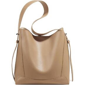 FOXLOVER Cowhide Bucket Shoulder Top-Handle Handbags for Women Large Size with Inner Bag