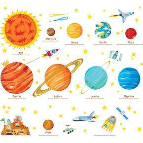 DECOWALL SG2-1501 The Solar System Kids Wall Stickers Wall Decals Peel and Stick Removable Wall Stickers for Kids Nursery Bedroom Living Room (Large) d?cor