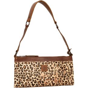 STS Ranchwear Womens Great Plains Bailey Leopard Print/Brown Leather Handbag Bag