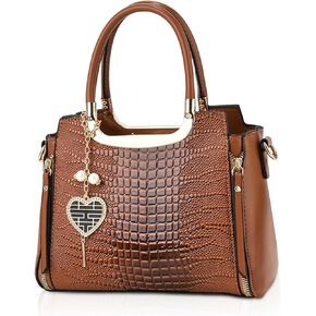 NICOLE & DORIS Ladies Satchel Handbag Women Top Handle Bags Crocodile Hand Bags with Pendant