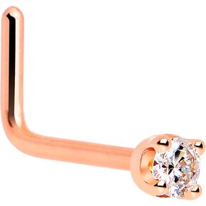 Body Candy 14k Solid Gold Nose Ring Studs -2mm Moissanite L-Shape 18 Gauge 20 Gauge Real Gold Nose Ring Piercing Jewelry - 14 K Gold Nose Stud, Nose Piercings, Gold Nose Studs for Women, Men