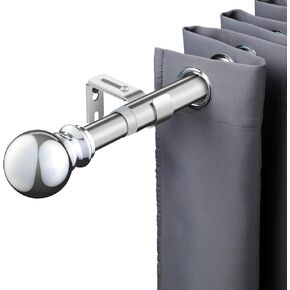 Telescoping Curtain Rods, 34-52 inch & 1" Damater Adjustable Window Curtain Rod Set with Bracket，Sturdy Silver Drapery Curtain Rod Suitable for Kitchen Bedroom Window Office (34" to 52", Silver)