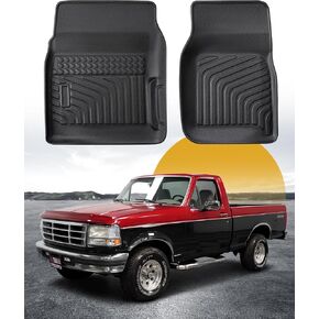 All Weather Floor Mats for Ford F-150 F150/Bronco 1980-1996 Accessories, for Ford F-250/F350 1997-1995 1994 1993 1992 1991 1990-1980 Waterproof Rubber Classic F-Series Front Liners Truck Accessories
