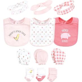 Hudson Baby Baby Girls Caps or Headbands, Bibs, Mittens and Socks 12pc Set, Unicorn, 0-6 Months
