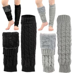 CIEOVO 2 Pairs Women Knit Leg Warmers Winter Warm Long Boot Socks