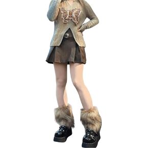 WDIRARA Women's Faux Fur Leg Warmers Fuzzy Leg Cuffs Winter Cuff Covers