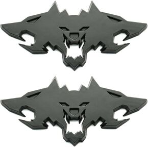 2pcs Wolf Pack Badges Side Door Emblems 3D Logo Replacement for Tsla Cybertruck 2024 Car Truck Motorcycles Styling Decal Sticker (Black Red)