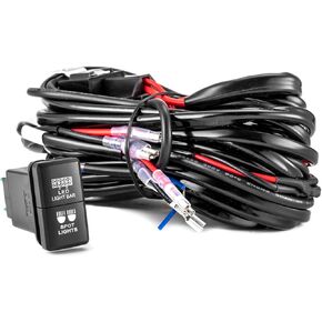 WeiSen 3-Lead LED Wiring Harness kit Light Bar Switch & Spot Light Compatible with Toyota Tacoma Tundra 4Runner RAV4 Highlande with Dual Light Switch Tall Style 1.28″x 0.87″(38mm x 22mm)