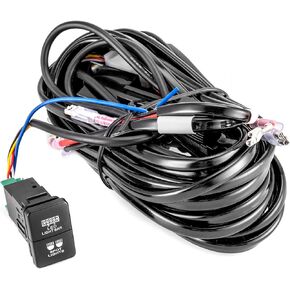 WeiSen 3-Lead LED Wiring Harness Kit Light Bar Switch & Spot Light متوافق مع Toyota Tacoma Tundra 4Runner RAV4 Highlande مع مفتاح إضاءة مزدوج طويل القامة 1.28 بوصة × 0.87 بوصة (38 مم × 22 مم)