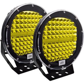 9inch Round led Light bar Safego 2Pcs Amber Round Offroad Lights 408W Waterproof Spot Beam Led Work Light Round Driving Light Yellow Fog Lights Compatible with Truck SUV ATV Tractor Boat