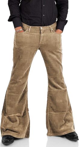 Men's Corduroy Vintage Bell Bottom Pants 70s,Disco Stretchy Flared Pants Fit 60s 70s Outfits for Men,Mens Bell Bottom Jeans. in Saudi Arabia