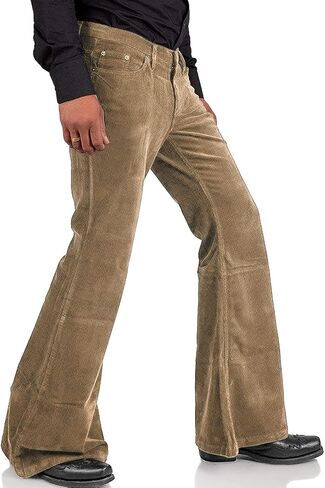 Men's Corduroy Vintage Bell Bottom Pants 70s,Disco Stretchy Flared Pants Fit 60s 70s Outfits for Men,Mens Bell Bottom Jeans. in Saudi Arabia