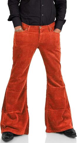 Men's Corduroy Vintage Bell Bottom Pants 70s,Disco Stretchy Flared Pants Fit 60s 70s Outfits for Men,Mens Bell Bottom Jeans. in Saudi Arabia