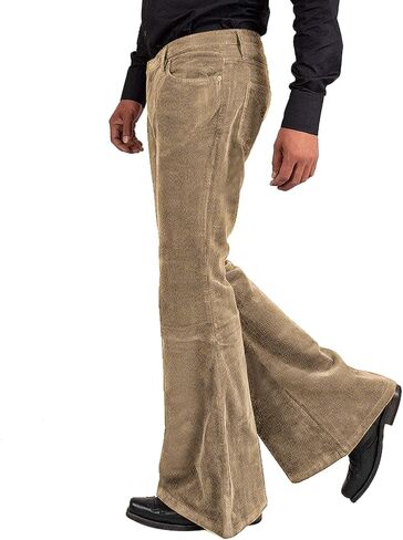 Men's Corduroy Vintage Bell Bottom Pants 70s,Disco Stretchy Flared Pants Fit 60s 70s Outfits for Men,Mens Bell Bottom Jeans. in Saudi Arabia