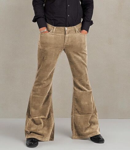 Men's Corduroy Vintage Bell Bottom Pants 70s,Disco Stretchy Flared Pants Fit 60s 70s Outfits for Men,Mens Bell Bottom Jeans. in Saudi Arabia
