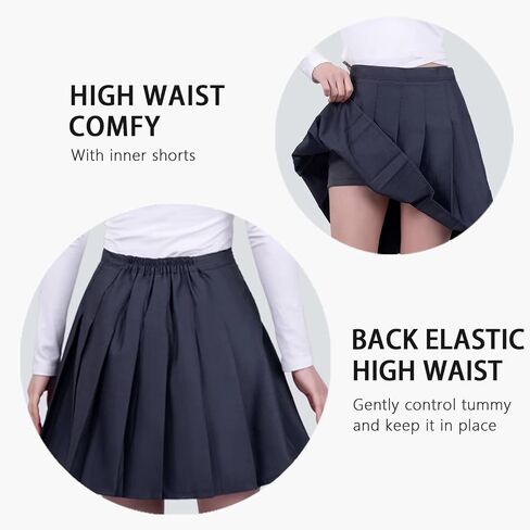 Women's Girls Pleated Tennis Skirts High Waisted Athletic Golf Skorts with Shorts Workout Sport Spreppy Skirt in Saudi Arabia