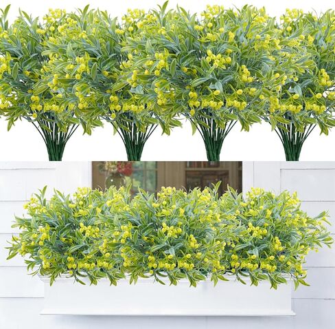 8 Bundles Artificial Flowers for Outdoor, UV Resistant Fake Plastic Flowers Plants Faux Flowers for Garden Window Box Office Home Bedroom Living Room Decor (White) in Saudi Arabia