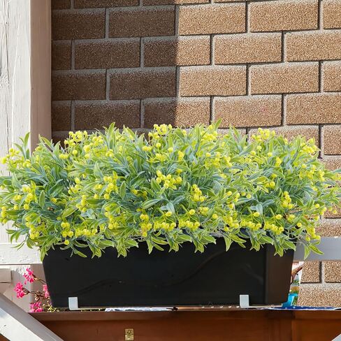 8 Bundles Artificial Flowers for Outdoor, UV Resistant Fake Plastic Flowers Plants Faux Flowers for Garden Window Box Office Home Bedroom Living Room Decor (White) in Saudi Arabia