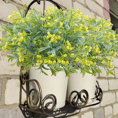 8 Bundles Artificial Flowers for Outdoor, UV Resistant Fake Plastic Flowers Plants Faux Flowers for Garden Window Box Office Home Bedroom Living Room Decor (White) in Saudi Arabia