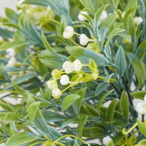 8 Bundles Artificial Flowers for Outdoor, UV Resistant Fake Plastic Flowers Plants Faux Flowers for Garden Window Box Office Home Bedroom Living Room Decor (White) in Saudi Arabia