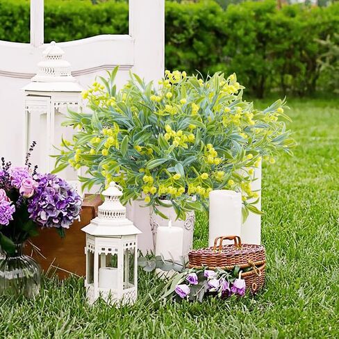 8 Bundles Artificial Flowers for Outdoor, UV Resistant Fake Plastic Flowers Plants Faux Flowers for Garden Window Box Office Home Bedroom Living Room Decor (White) in Saudi Arabia