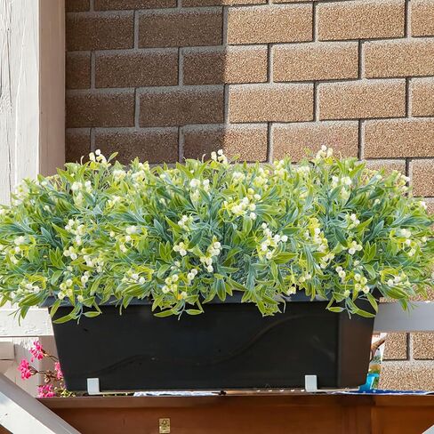 8 Bundles Artificial Flowers for Outdoor, UV Resistant Fake Plastic Flowers Plants Faux Flowers for Garden Window Box Office Home Bedroom Living Room Decor (White) in Saudi Arabia