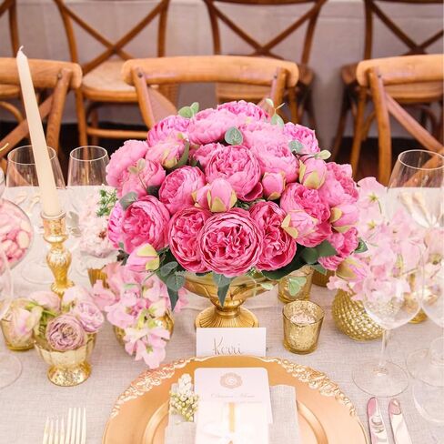 DEEMEI Artificial Peony Flower Silk Peonies Bouquet 4 Bundles Fake Flowers Bulk for Home Wedding Party Decor (Rose Red+Pink) in Saudi Arabia
