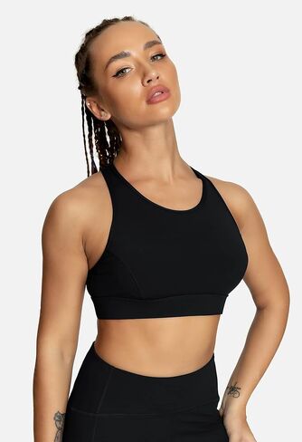 QUEENIEKE Women's Medium Support Back Pocket Energy Sport Bra Cotton Feel 70927 in Saudi Arabia