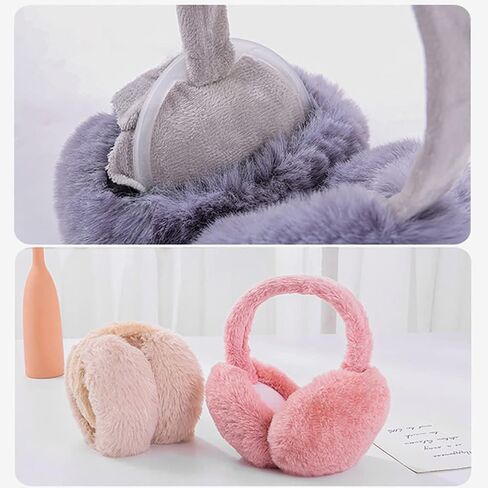 Eforcase Women Plush Ear Muffs Winter, Warm Ear Warmers Winter Plush Earmuffs Cute Foldable Ear Muffs Protects Ear in Kuwait