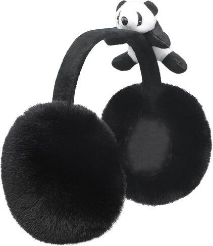 BXT النساء المراهقات فروي الباندا غطاء للأذنين آذان الحيوان لطيف دفئا فو الفراء أغطية الرأس التزلج التنزه زي الملحقات in Kuwait