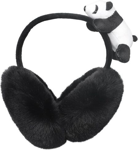 BXT النساء المراهقات فروي الباندا غطاء للأذنين آذان الحيوان لطيف دفئا فو الفراء أغطية الرأس التزلج التنزه زي الملحقات in Kuwait
