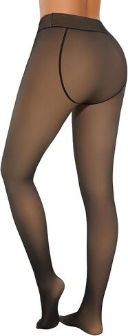 Fleece Lined Tights Sheer Women Fake Translucent Warm Pantyhose Sheer Leggings Thermal Thick Tights for Winter in Saudi Arabia