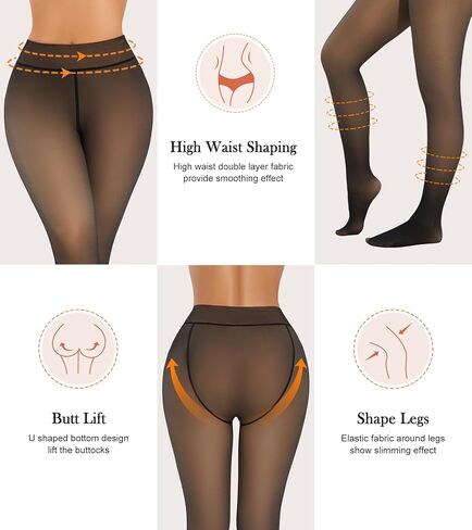 Fleece Lined Tights Sheer Women Fake Translucent Warm Pantyhose Sheer Leggings Thermal Thick Tights for Winter in Saudi Arabia