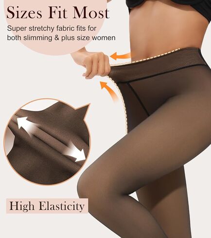 Fleece Lined Tights Sheer Women Fake Translucent Warm Pantyhose Sheer Leggings Thermal Thick Tights for Winter in Saudi Arabia