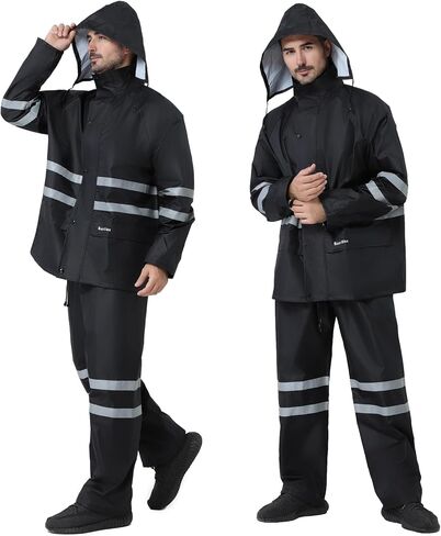 Rain Suit, High Visibility Reflective Safety Jacket, Lightweight Rain Gear, Waterproof Rain Jacket with Pants in Saudi Arabia