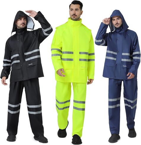 Rain Suit, High Visibility Reflective Safety Jacket, Lightweight Rain Gear, Waterproof Rain Jacket with Pants in Saudi Arabia
