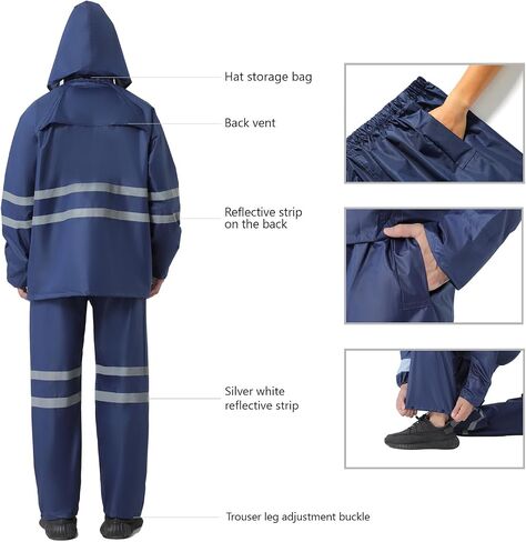Rain Suit, High Visibility Reflective Safety Jacket, Lightweight Rain Gear, Waterproof Rain Jacket with Pants in Saudi Arabia