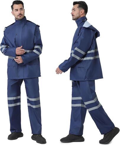 Rain Suit, High Visibility Reflective Safety Jacket, Lightweight Rain Gear, Waterproof Rain Jacket with Pants in Saudi Arabia