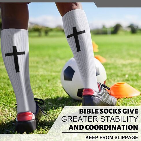 JaGely زوجان من جوارب كرة القدم ذات قبضة متقاطعة مع قبضة مانعة للانزلاق من الكتاب المقدس للرجال المسيحيين والنساء وكرة القدم وكرة السلة in Kuwait