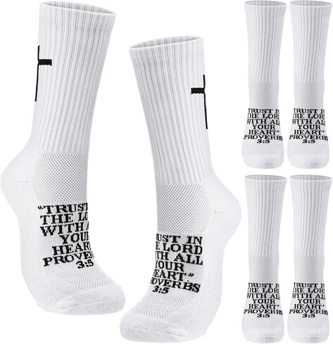 JaGely 2 Pairs Cross Grip Soccer Socks with Grip Nonslip Bible Sports Socks for Christian Men Women Football Basketball in Saudi Arabia