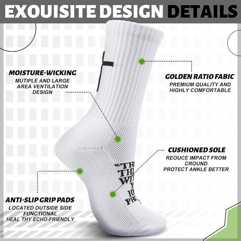 JaGely 2 Pairs Cross Grip Soccer Socks with Grip Nonslip Bible Sports Socks for Christian Men Women Football Basketball in Saudi Arabia