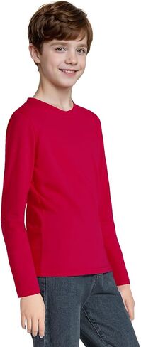 3 Pack Boys Long Sleeve Shirts Girls Cotton Crewneck T-Shirts Kids Basic Soft Long Sleeve Tees Top 5-13 Years in Saudi Arabia