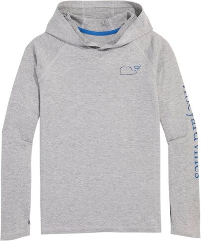 vineyard vines Boys' On-The-go Whale Outline Long-Sleeve Harbor Performance Hoodie Tee in Saudi Arabia