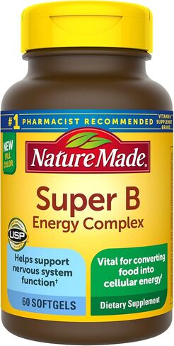 Nature Made Super B Energy Complex، مكمل غذائي لدعم وظائف خلايا الدماغ، 60 كبسولة هلامية، كمية تكفي 60 يومًا in Kuwait