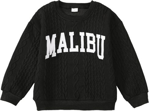 Girls Crewneck Alphabet Embroidery Sweatshirt Long Sleeve Pullover Tops Winter Warm Shirt Sweater in Saudi Arabia